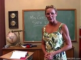 Horny mature teacher fucks her pussy and sucks cock