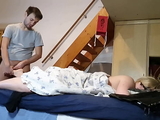 Pervert stepson jerking off to his stepmother'_s feet secretly HD